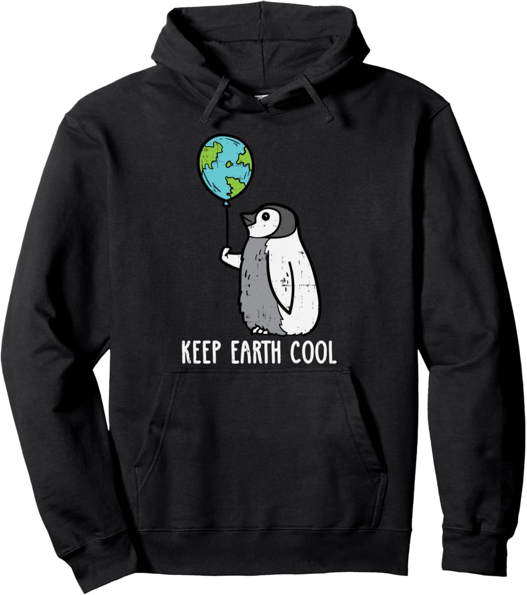 Keep Earth Cool Penguin Balloon Earth Day Animal Lover Gift Pullover Hoodie
