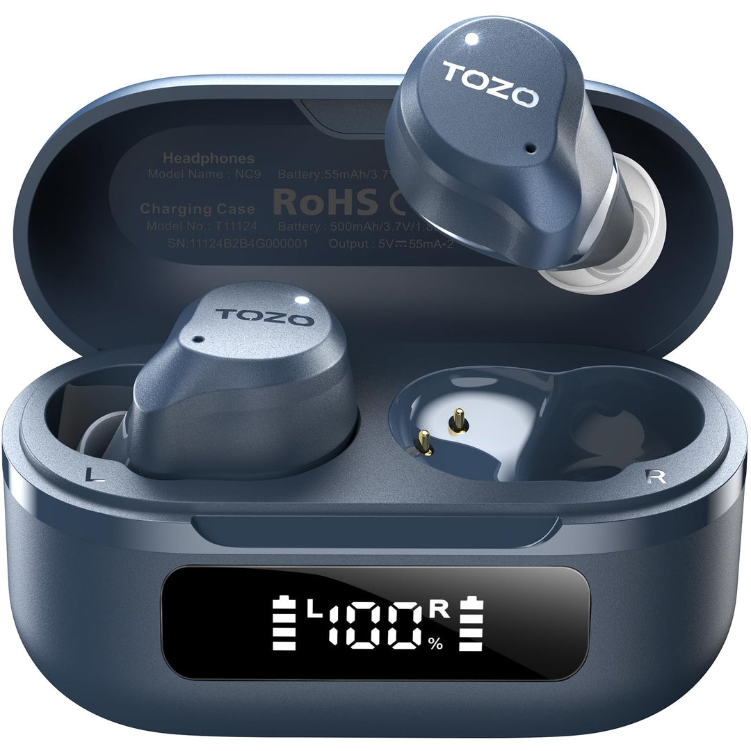 TOZO NC9 Bluetooth Kopfhörer In Ear mit Hybrid ANC (45dB), 6 Mikrofone ENC für Homeoffice & Pendeln,