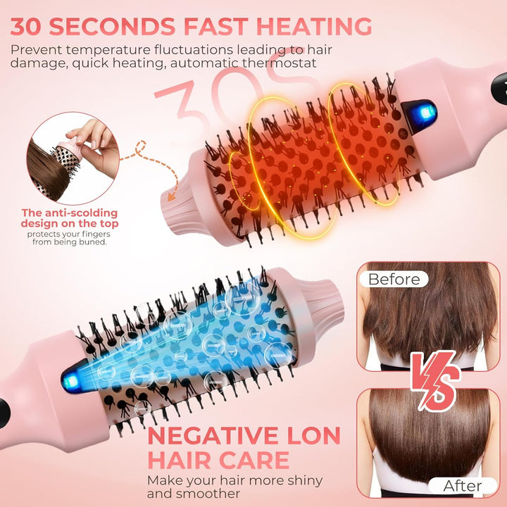 Thermal Brush, 38mm Thermobürste Wärmebürste, Stylingbürsten Macht Haar Glatt und Glänzend, Elektris