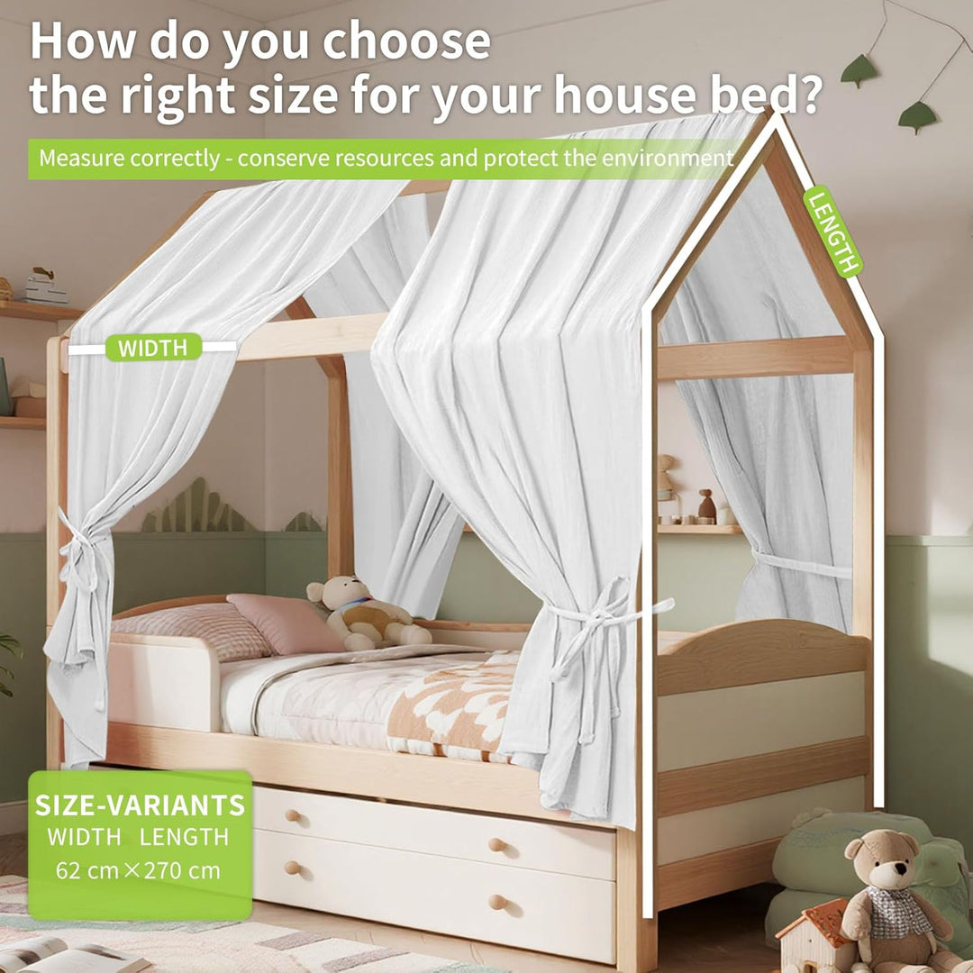 HOTUT Hausbett Himmel,2 Stück Betthimmel Babybett aus Musselin,Weich und atmungsaktiv Baldachin Kind