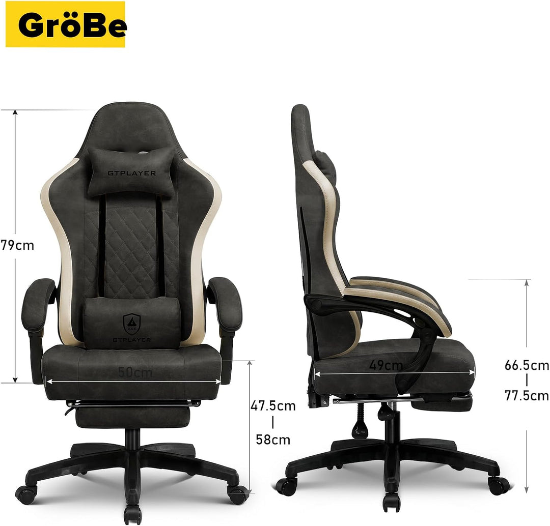 GTPLAYER Gaming Stuhl Ergonomischer Gaming Sessel Schreibtischstuhl Kunstleder, Federsitzkissen, Ver