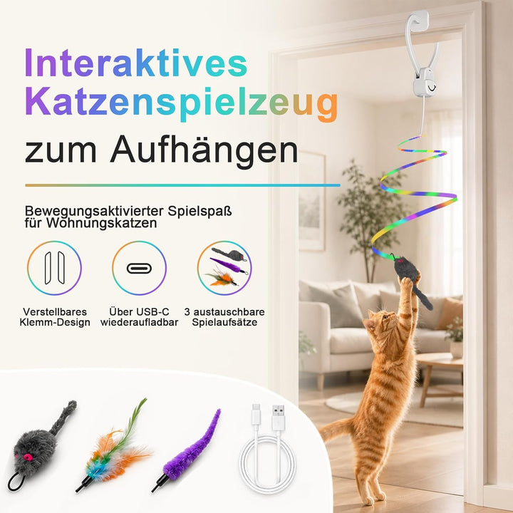 Interaktives Katzenspielzeug für Türrahmen, Automatisches Elektrisches Angelspielzeug mit 3 Ersatzan