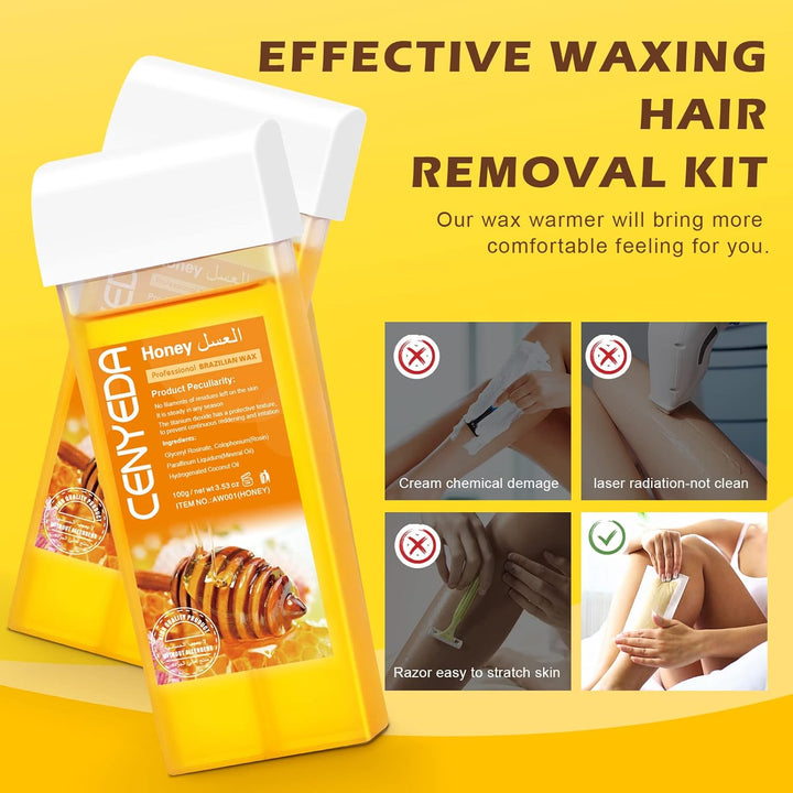 Digitales Roll on Wax Kit, Waxing Set Wax Roller für Warmwachs Haarentfernung, Konstante Temperatur