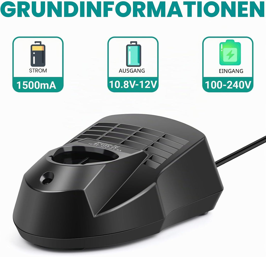 ASUNCELL Li-ion Ladegerät für Bosch Akkus Professional 10,8/12 Volt AL1115CV Ladegerät für Bosch BAT