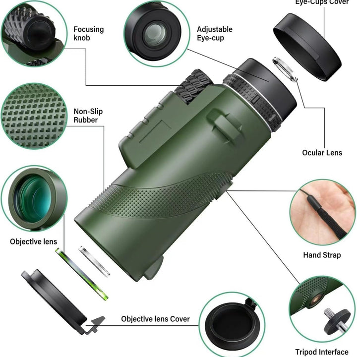 Monokular Teleskop, 12x50 Monoculars,mit BAK4-Prisma und FMC-objektiv, mit Smartphone Halterung stat