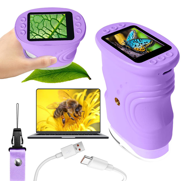 Digitales Mikroskop für Kinder, 1000X tragbares Taschenmikroskop mit 4K 2.0" Bildschirm Kinder Handy