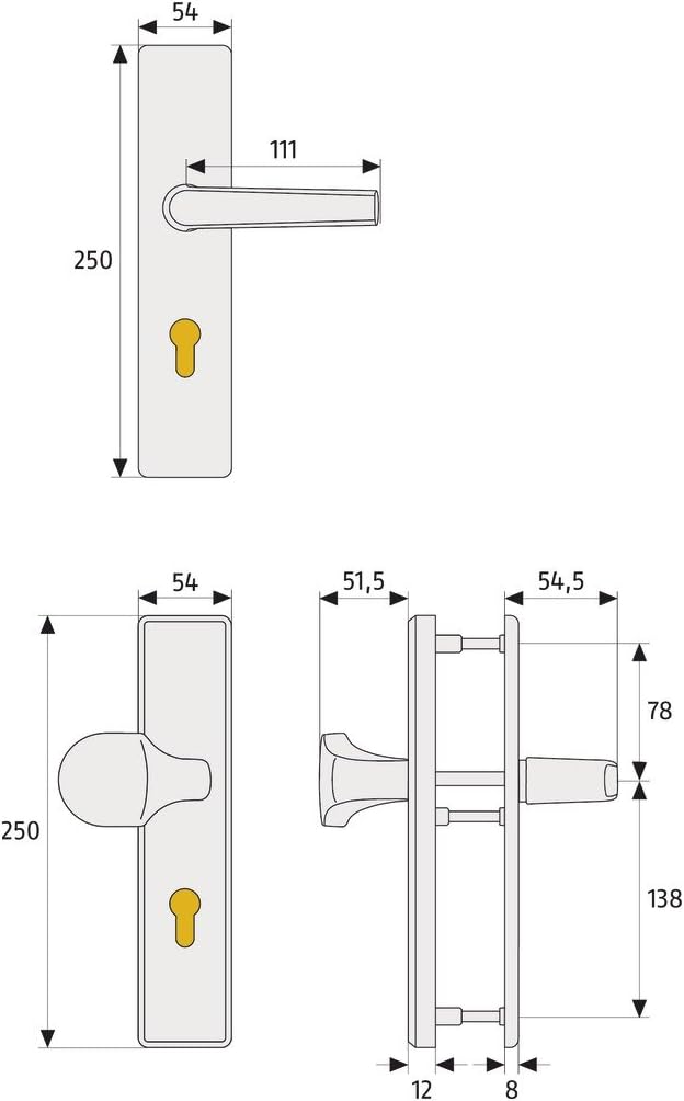 ABUS Tür-Schutzbeschlag KLT512 F1 aluminium 247897 Wechselgarnitur F1 Aluminium, Wechselgarnitur F1