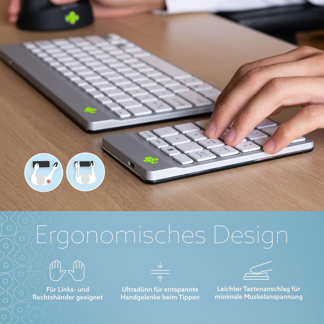 R-Go Numpad Break, Mit Anti-RSI-Software, Bluetooth kabellos Ziffernblock, Numerische Tastatur für C