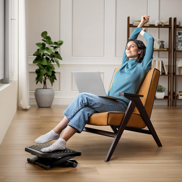 HUAUO Fussstützen, Fussstütze Schreibtisch 3 höhenverstellbar und winkelverstellbar, rutschfeste Fus