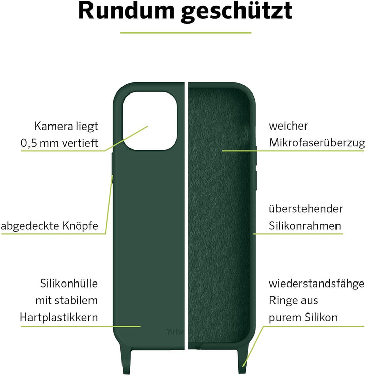 Artwizz HangOn Case kompatibel mit [iPhone 13] - Elastische Schutzhülle aus Silikon als Handykette z