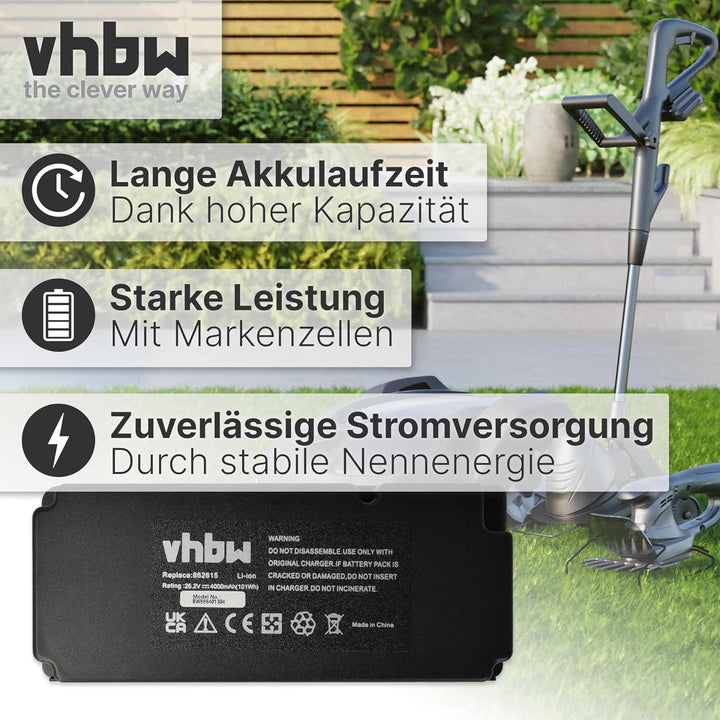 vhbw Akku kompatibel mit Ferrex R800 Easy+ Rasenroboter Rasenmäher (4000mAh, 25,2V, Li-Ion)
