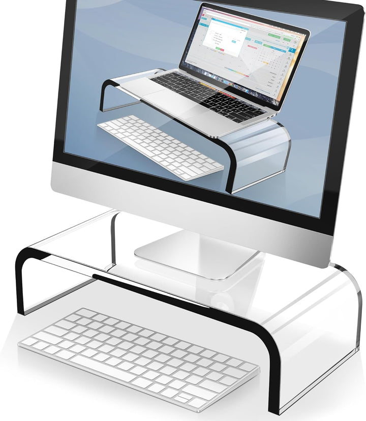 AboveTEK Acryl-Monitorständer Klarer Monitorständer & Computer-Schreibtischständer, Premium-Acryl-La