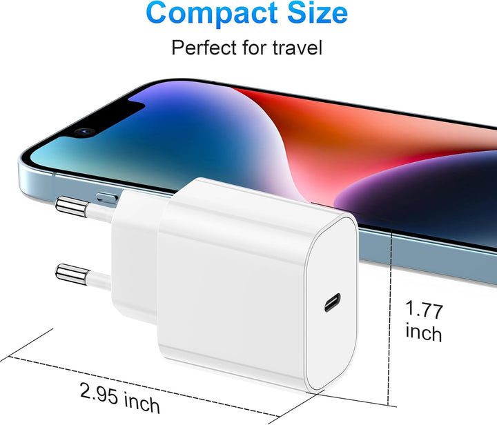 2Pack iPhone Schnellladegerät mit Ladekabel, iPhone Schnellladekebel 2m kable mit 20W USB C Ladegerä