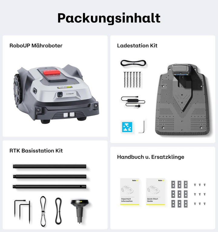 RoboUP T600 Rasenmäher, Mehrzonenverwaltung, EIN-Tasten-Anpassung, kabellose Einrichtung, App-Steuer