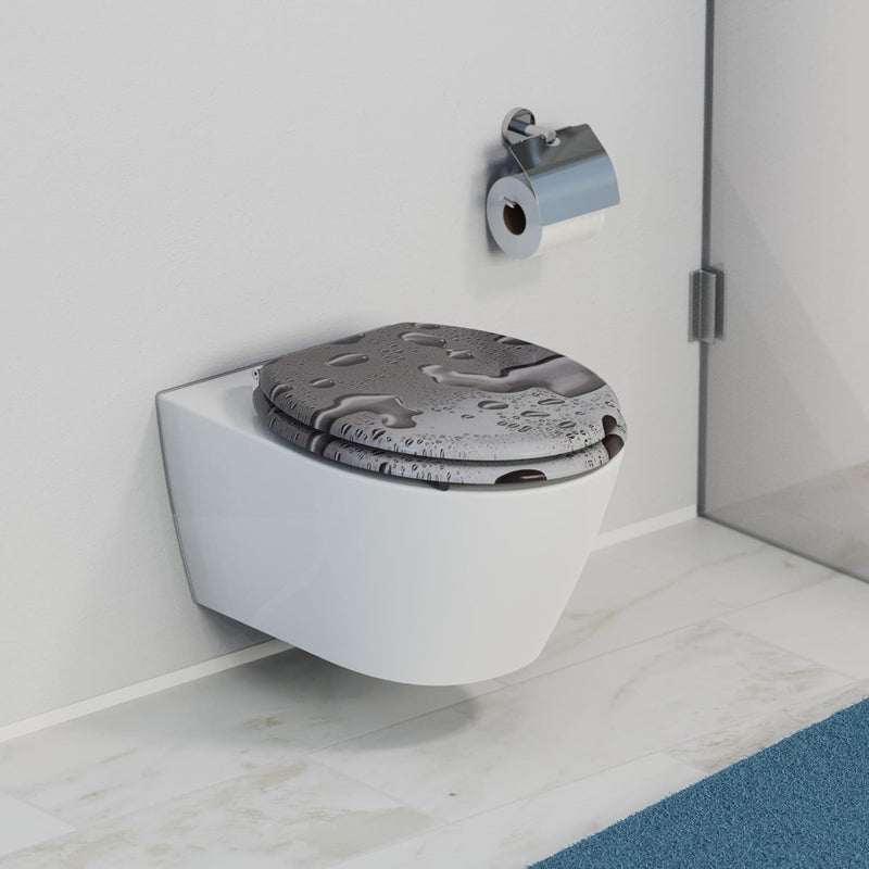 SCHÜTTE 80023 Sitz Holzkern GREY STEEL, Toilettensitz ist passend für alle handelsüblichen WC-Becken