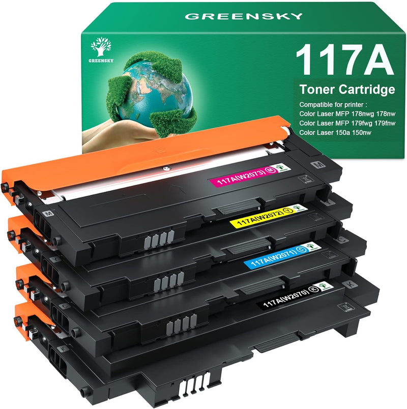 GREENSKY 117A Kompatibel Ersatz für HP 117A Toner Set für HP Color Laser MFP 179fwg 178nwg 150nw 150
