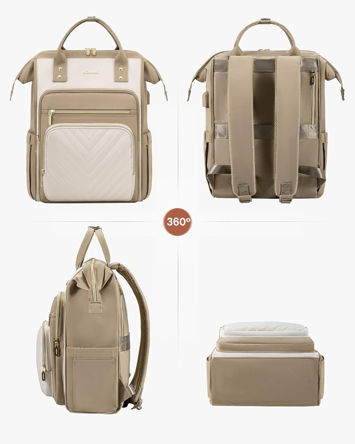 LOVEVOOK Rucksack Damen Gross, 17,3 Zoll Laptop Schulrucksack Mädchen Wasserdicht, Elegant Reiseruck