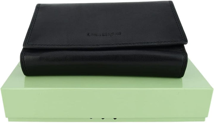 Laura Biagiotti Damen-Geldbörse aus echtem Leder, geräumig mit Geschenkbox Schwarz 155, Schwarz 155