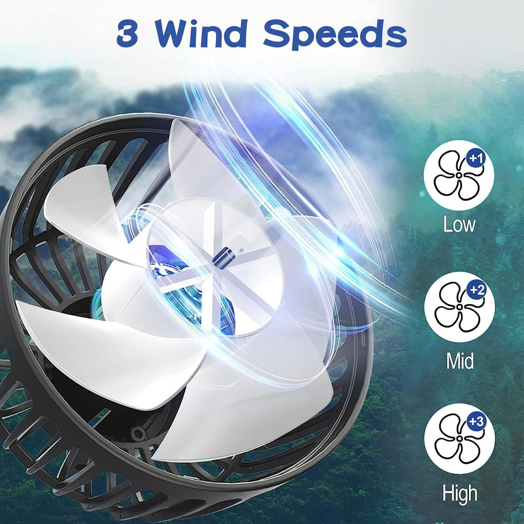 Doppelkopf 12V Auto Ventilator,Tragbare 360 °Drehbarer Auto Fan,Auto Ventilator für Rücksitz,Auto-Kü