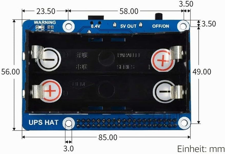 UPS HAT for Raspberry Pi Series Boards Support 5V Uninterruptible Power Supply Charge and Power Outp