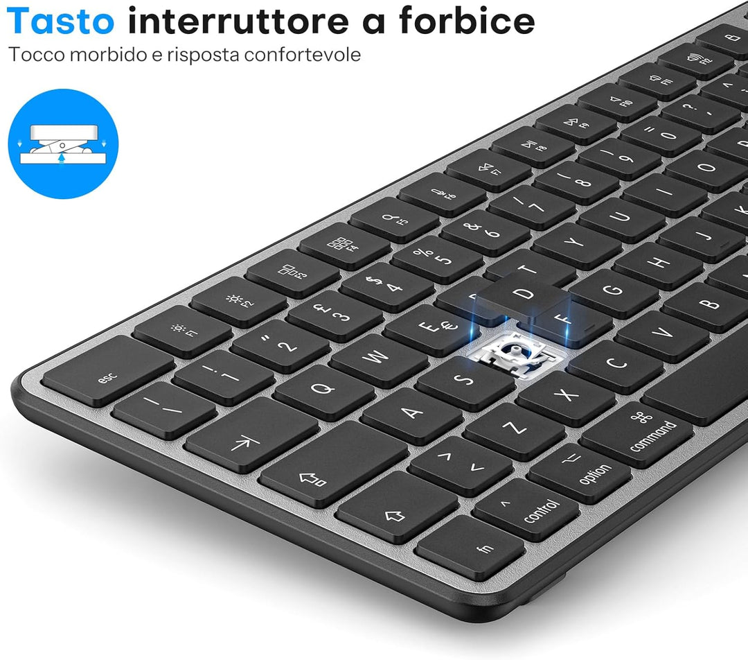 OMOTON Drahtloses Bluetooth-Tastatur- und Maus-Set für Mac, wiederaufladbare Tastatur und Maus mit 3