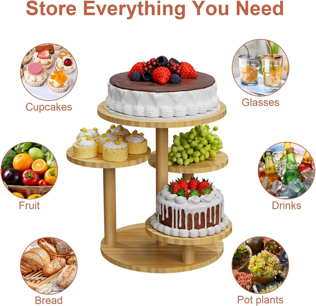 Cupcake Ständer 4-Stöckiger Dessertständer für 30 Cupcakes, Runder Holzturm-Display, Premium-Halter,