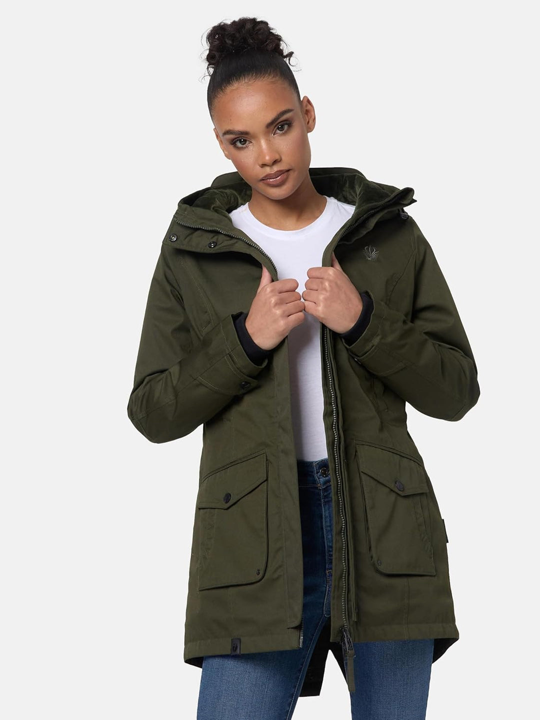 Navahoo Damen Übergangsjacke warmer Kurzmantel Regenjacke wasserdicht mit Kapuze Brinjaa XS-XXL XS D
