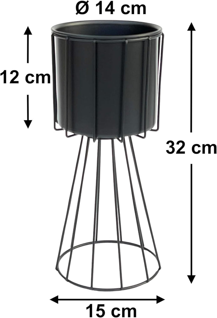DanDiBo Blumenhocker Metall Schwarz 32 cm Blumenständer 96528 Blumensäule Modern Pflanzenständer Pfl