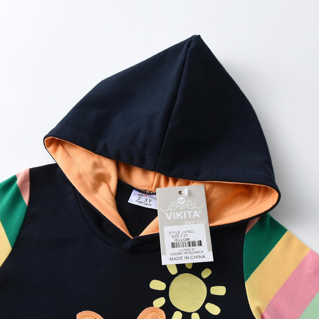 VIKITA Mädchen Kapuzenpullover Kleider Baumwolle Hoodie Herbst Winter Freizeit 2-8 Jahre 2-3 Jahre L
