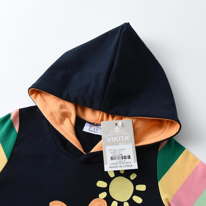 VIKITA Mädchen Kapuzenpullover Kleider Baumwolle Hoodie Herbst Winter Freizeit 2-8 Jahre 2-3 Jahre L