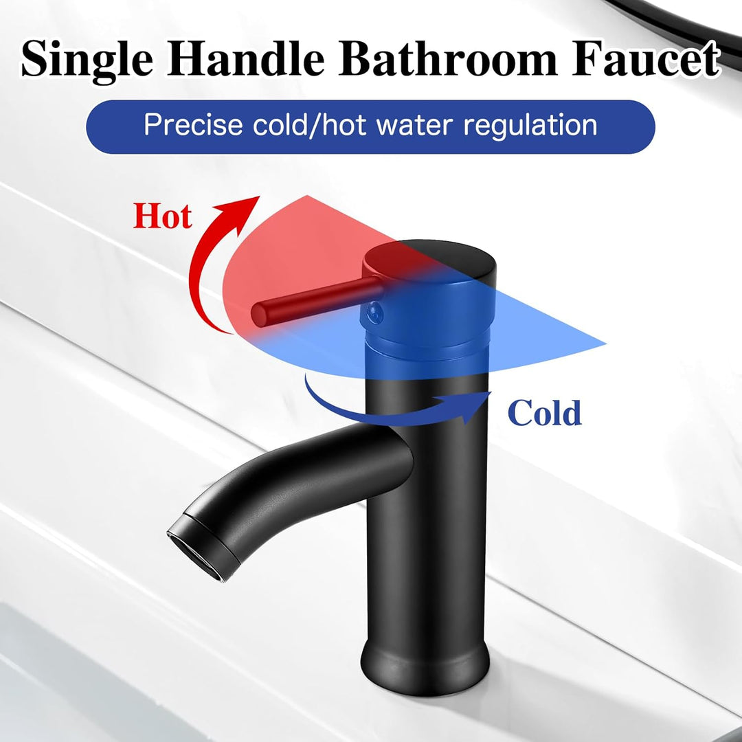 kisimixer Wasserhahn Bad Schwarz Waschtischmischer, Einhandmischer Waschbecken Armaturen mit Kalt/Wa