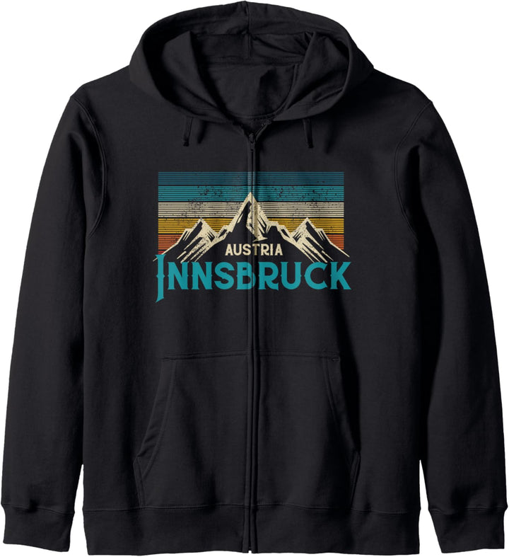 Innsbruck Österreich Vintage Berge Alpen Ski Souvenir Kapuzenjacke