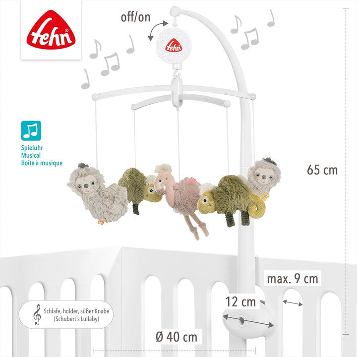 Fehn Musik-Mobile Lazy, Crazy & Pink – Musikmobile mit Spieluhr Melodie „Brahms Wiegenlied“ – Einsch