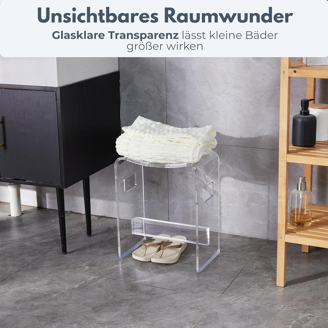 StarK Duschhocker 2 er Set modern aus klarem Acryl – Stabiler Duschstuhl bis 120 kg belastbar | Desi