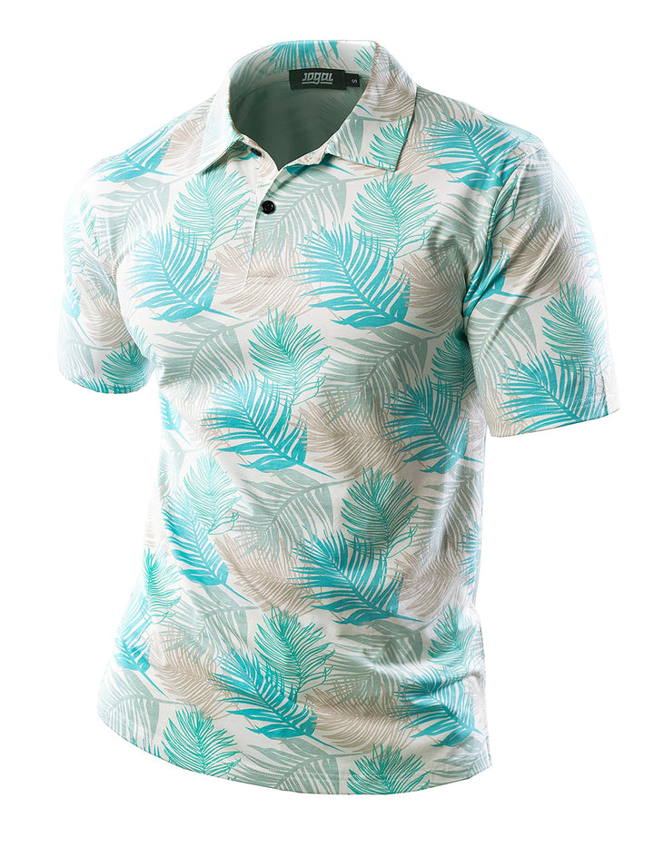 JOGAL Herren Golf Poloshirts Kurzarm Floral Sommer Freizeithemd Regular Fit Sport Outdoor Polo Tshir