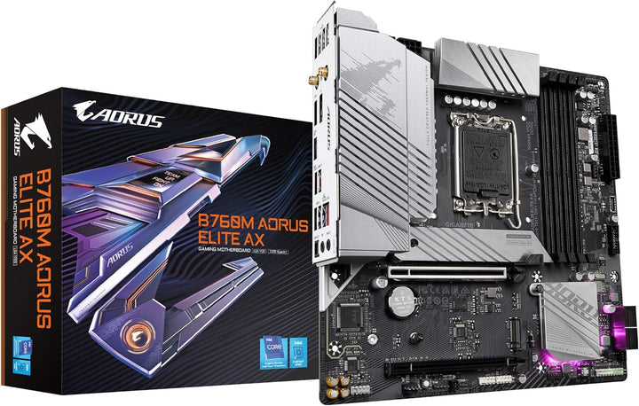 GIGABYTE B760M AORUS ELITE AX Mainboard - Unterstützt Intel Core Prozessoren der 14. Generation, 12*