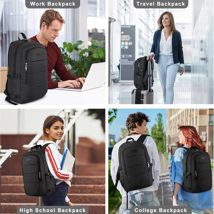 AMBOR Laptop Rucksack Herren, 17,3 Zoll Business Wasserdichter Rucksack Tasche mit USB Port&Schloss