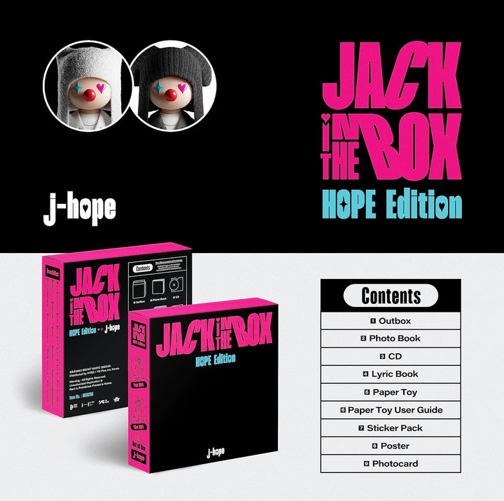 BTS J-HOPE JACK IN THE BOX 1st Album HOPE Edition Poster on pack+Photobook+Lyric book+Paper+Sticker+