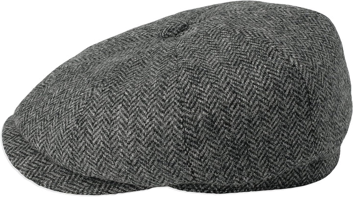 Gamble & Gunn 'Ramsden' graue Fischgräten-Tweed-Kappe mit 8 Paneelen, 61 cm