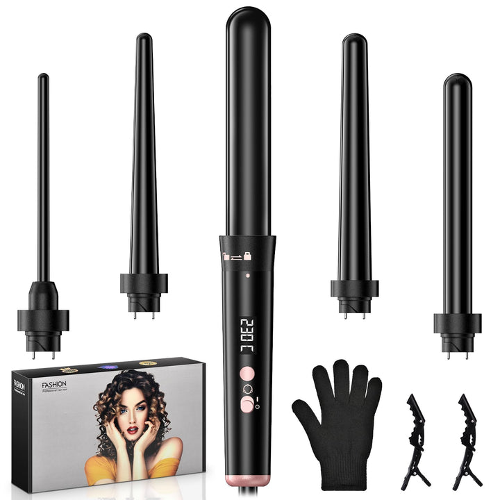Lockenstab 5 in 1 mit Verschiedenen Aufsätzen, PTC Schnellheizung Lockenstäbe Set mit 9-32mm Keramik