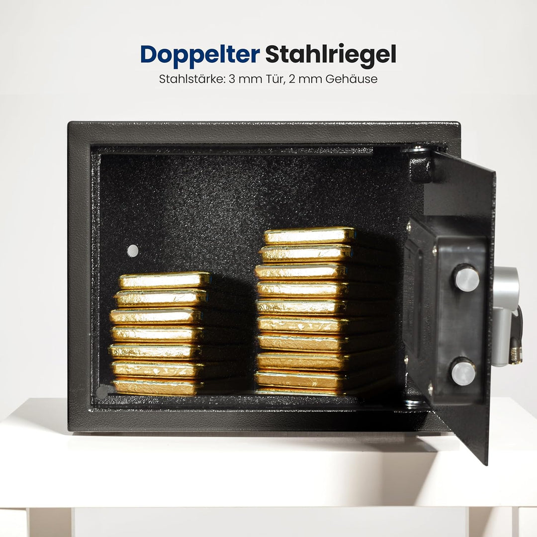 SereneLife Möbeltresor 17,5L – Digitaler Safebox mit Zahlenschloss & Doppelbartschloss, 35x25x25 cm