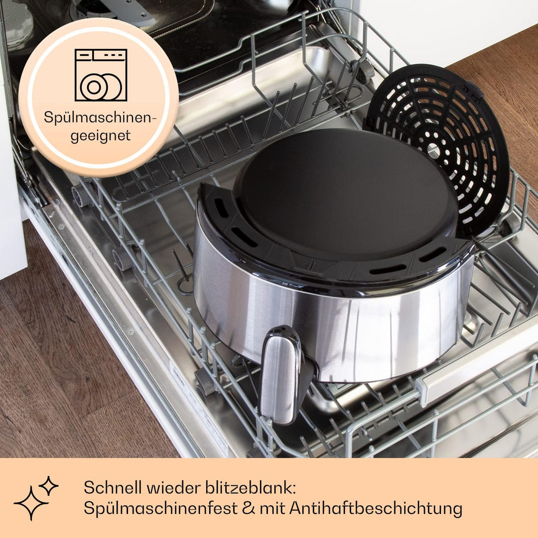Klarstein Heissluftfriteuse, Air Fryer zum Frittieren, Friteuse mit Touch-Bedienfeld, Timer, Einstel