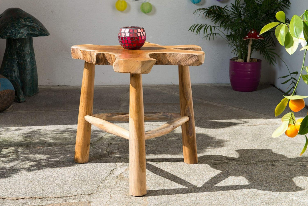 Windalf Vintage Beistelltisch DIAMAN 47 cm Abstelltisch Balkontisch Unikat Handarbeit Wurzelholz