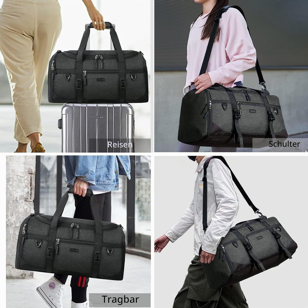 Lubardy Sporttasche Reisetasche Gross 55L Wasserdicht mit Sporthandtuch Schuhfach Nassfach Weekender