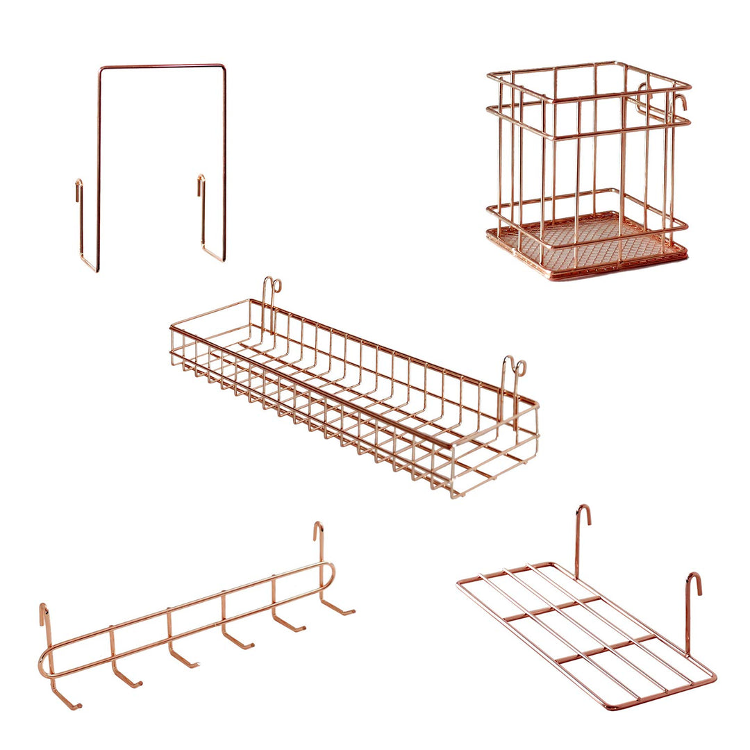 Wandgitter Hängekorb, Hängeregal, Stifthalter, Hakenablage, Bücherregal, Wandgitter Zubehör, 5er Set
