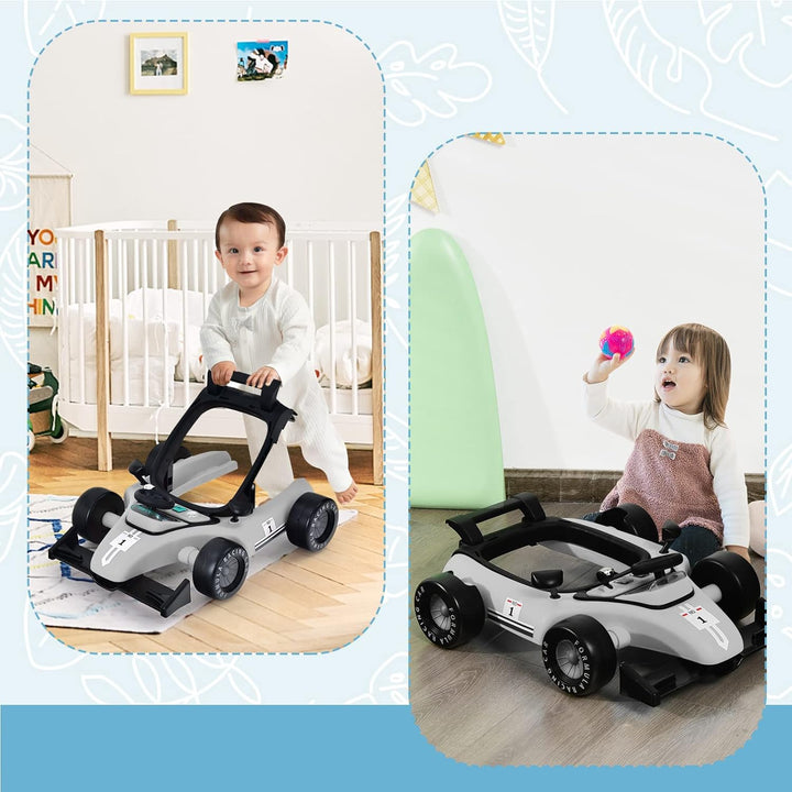 COSTWAY 4 in 1 Lauflernwagen, Lauflernhilfe klappbar mit einstellbarer Höhe & Geschwindigkeit, Baby