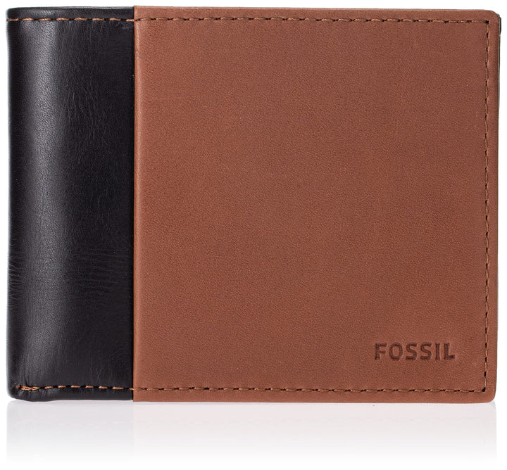 Fossil Herren Ward Leder Bifold Geldbörse 11,43 cm L x 1,905 cm B x 8,89 cm H Schwarz, Schwarz