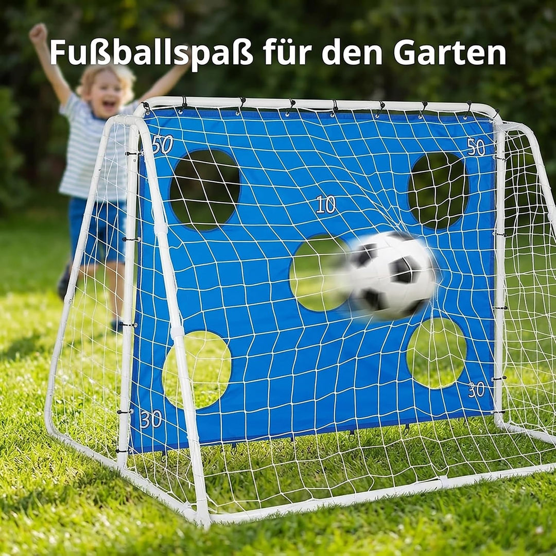 Relaxdays Fussballtor mit Torwand, Garten, Kinder &amp; Erwachsene, Soccertor, HBT 170x235x85 cm, Stahl,