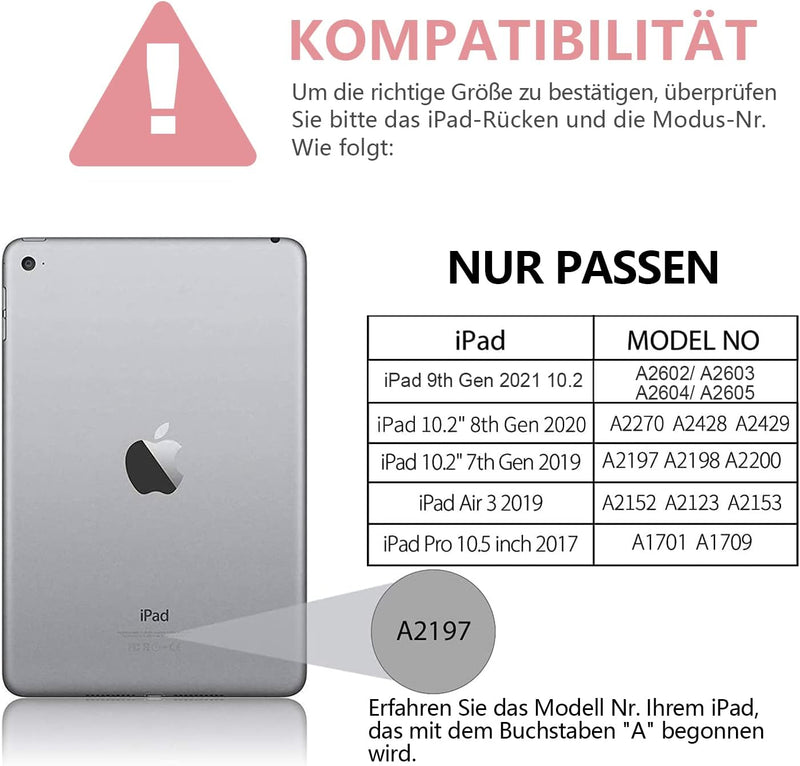 Tastatur Hülle 10.2 Zoll für IPad 9th Gen 2021/8th Gen 2020/7th Gen 2019/IPad Air 3 Gen 2019/IPad Pr