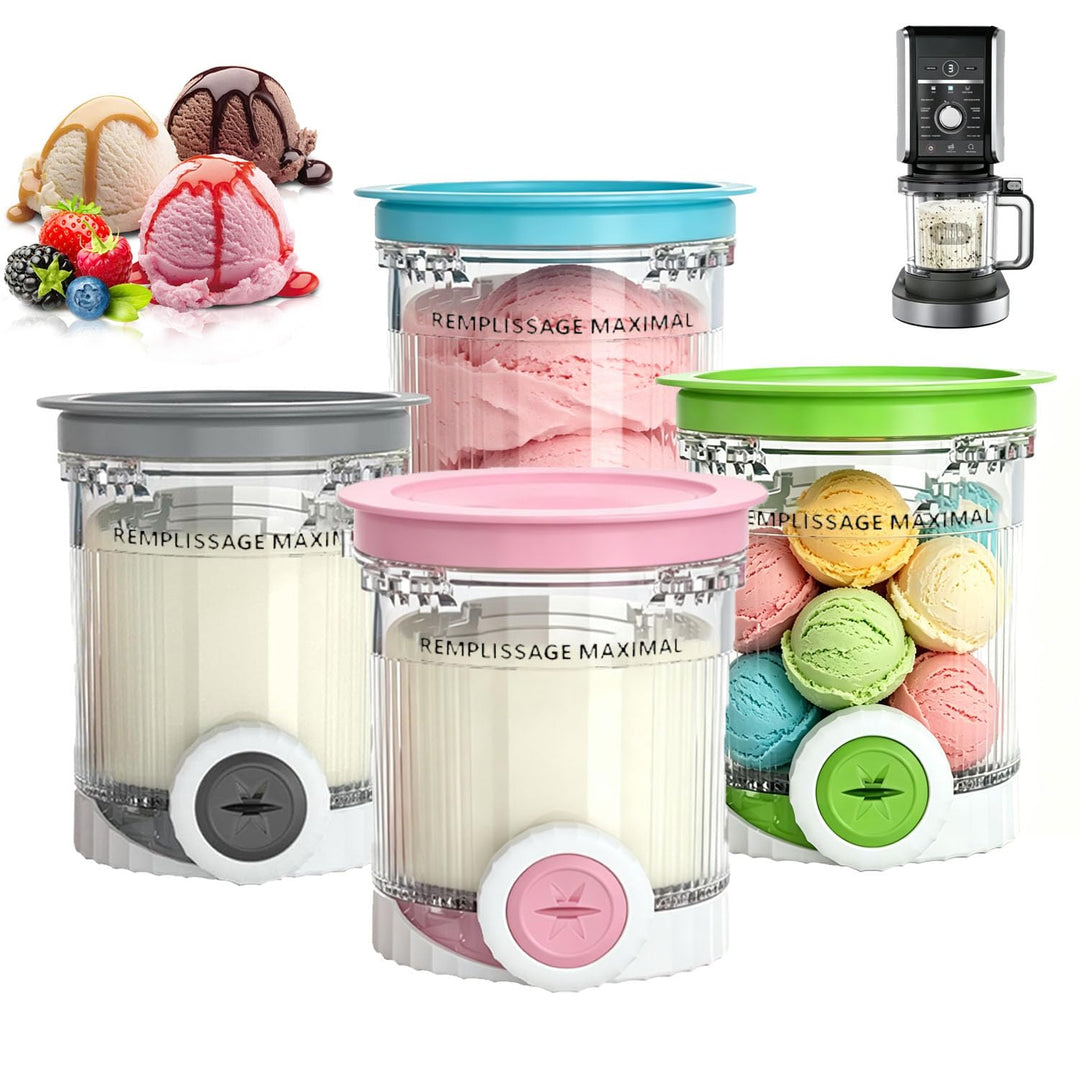 4 Stück für Ninja Swirl Creami Behälter 480ml,für Ninja Eismaschine für NC700 NC701EU Serie,BPA-frei